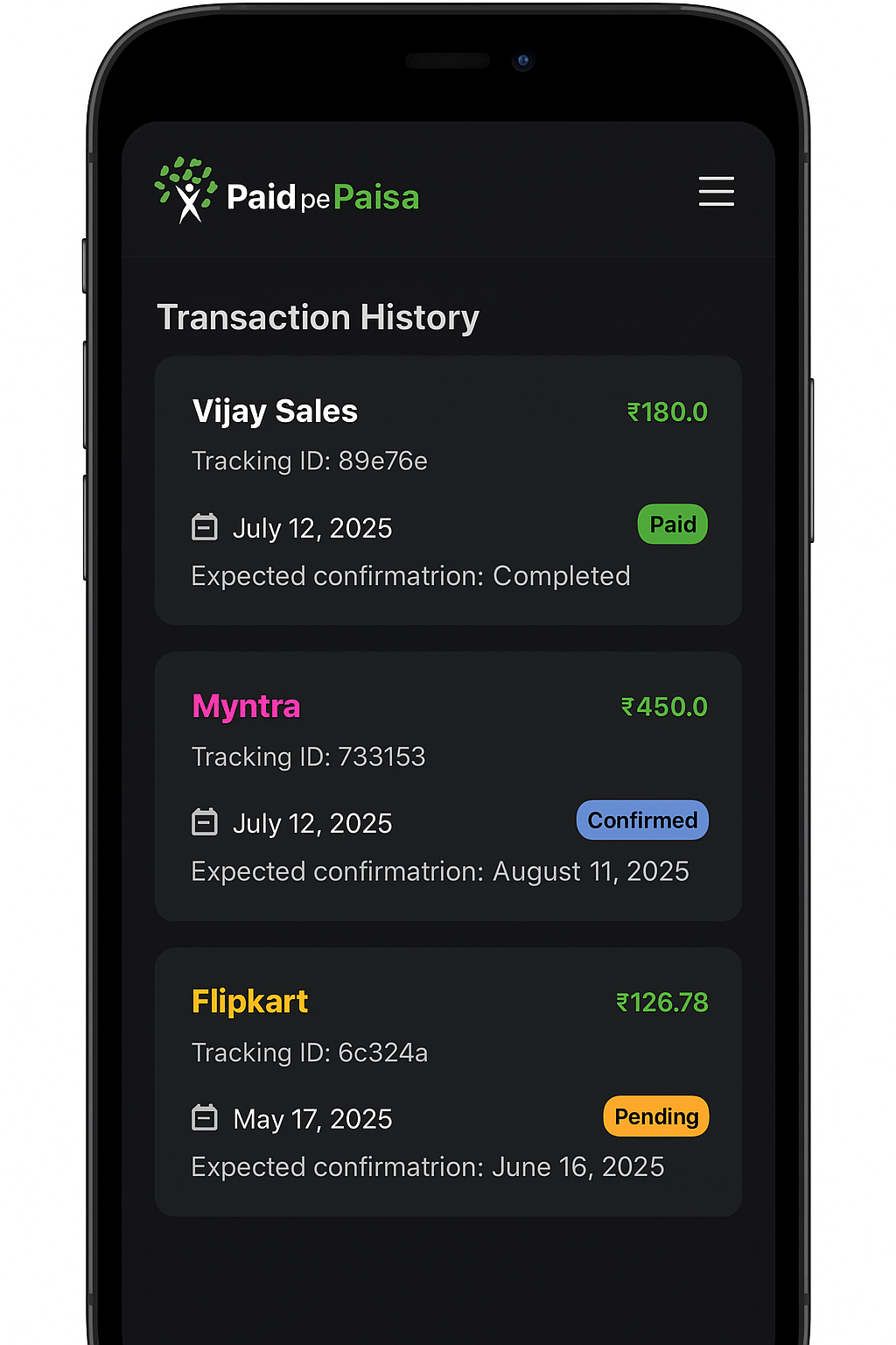 PaidpePaisa App Screen
